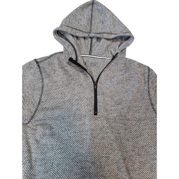 BKE Declan Men’s M White Gray Black Textured 1/4 Zip Fleece Lined Hooded Sweater - Picture 6 of 8